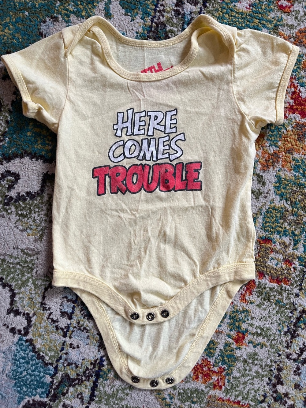 Here Comes Trouble Short-Sleeve Bodysuit - Cream
